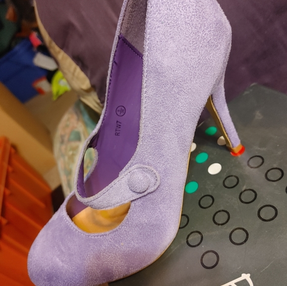 Ladies Lilac Suede High Heels Shoes New - Picture 9 of 14